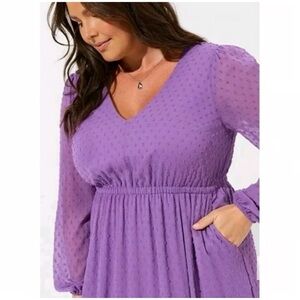 Torrid Women's Purple Swiss Dot Back Tie Midi Dress GUC 3X